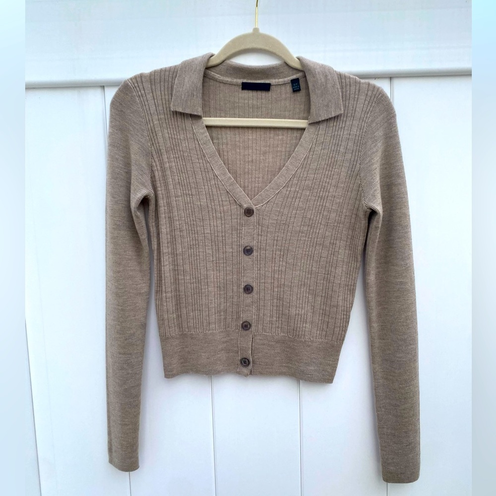Atm Button Up Collared Light Weight Sweater Top, … - image 2